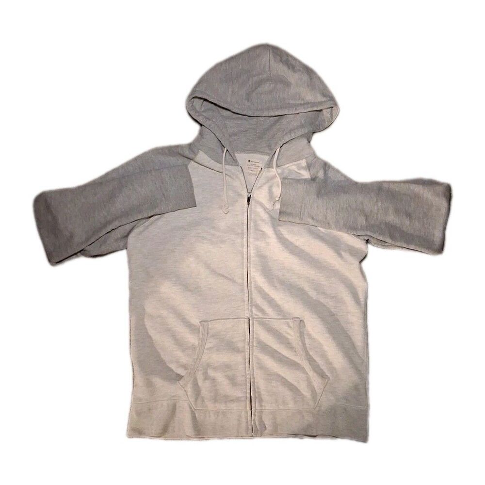 Vintage Champion Unisex Gray Hoodie Sweatshirt Full Zip Size Large YKK Zipper